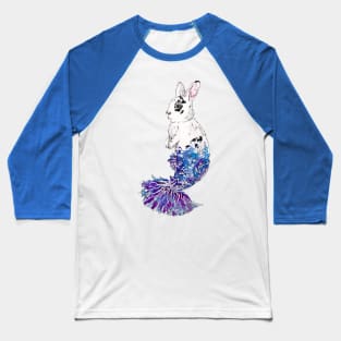 Black and White Mermaid Bunny Baseball T-Shirt